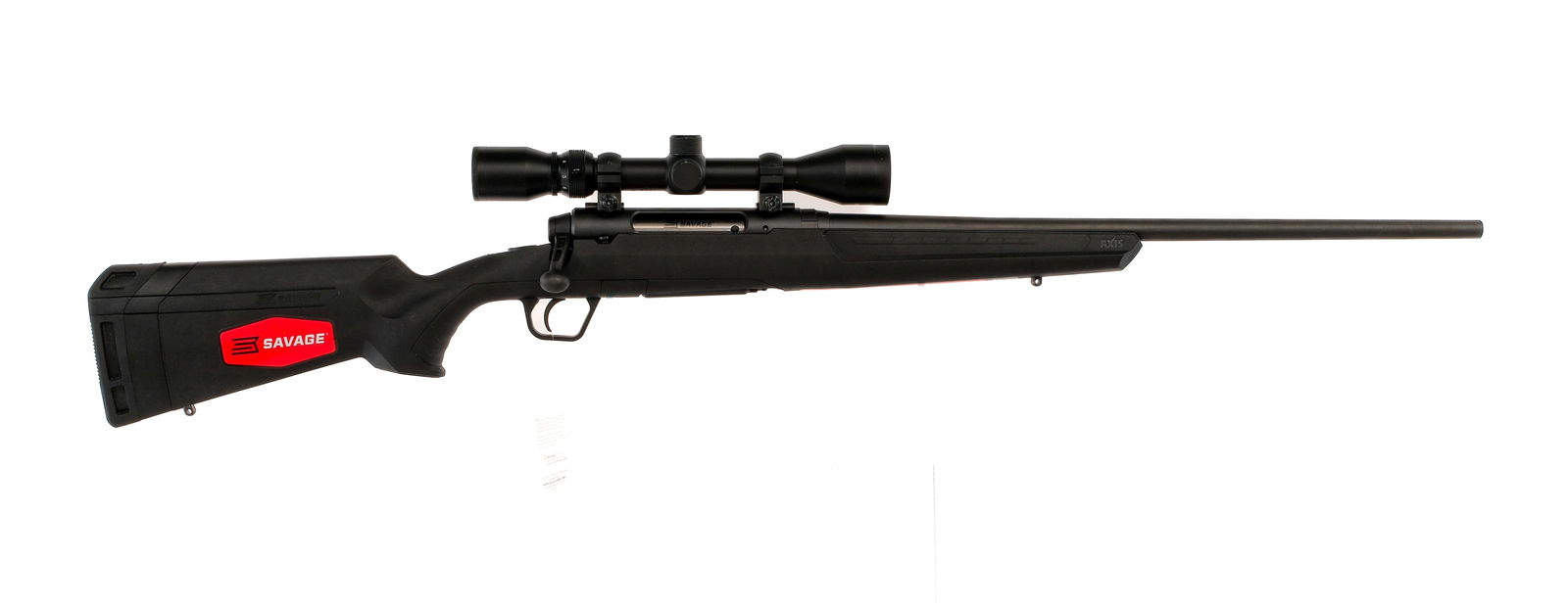 Savage Axis .308 Win Bolt Action Rifle: Description Savage Axis in .308 Winchester with one, four round removable magazine and a 22" barrel. Serrated rubber butt pad. Black composite stock and front forend. Blued trigger, bolt handle and ba