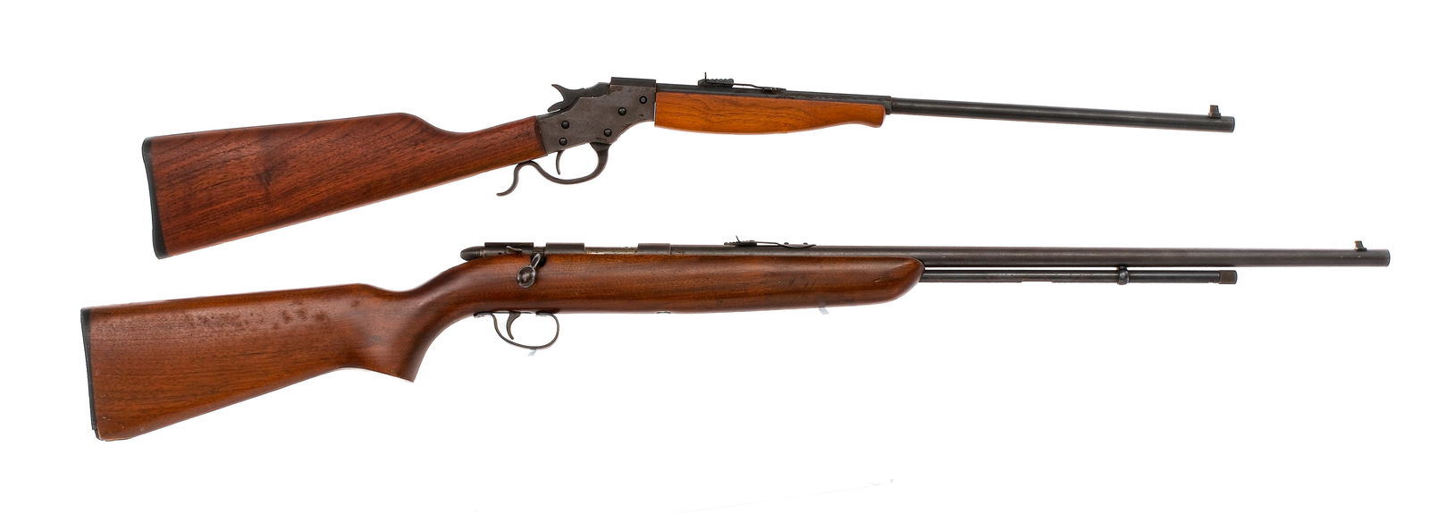 Estate Rifles .22 2 Pcs Lot Rifle: Description Estate rifle lot with two pieces. Remington Model 512 Sportmaster in .22 Short, Long or Long Rifle with a varied capacity and a 25" barrel. Smooth wood stock. Blued trigger guard, receiver