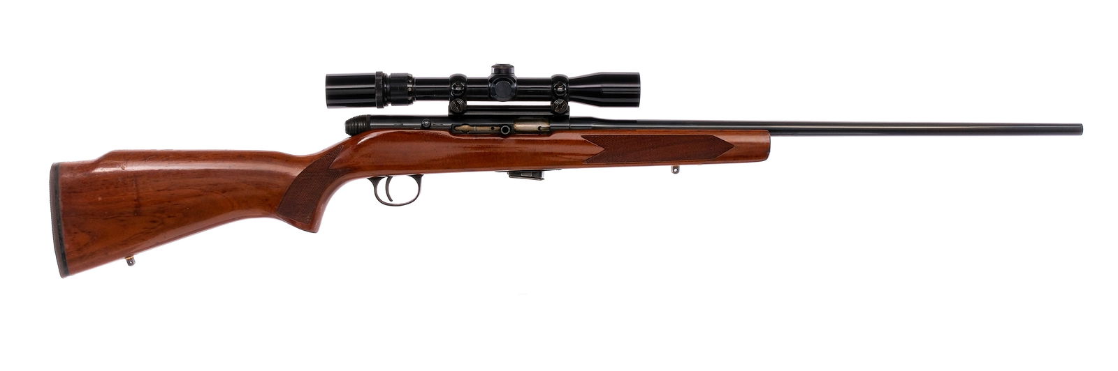 Harrington & Richardson 700DL .22 WMRF Semi Rifle: Description Harrington & Richardson Model 700-DL in .22 Winchester Magnum Rimfire with one, five round removable magazine and a 22" barrel. Serrated rubber butt pad. Black composite trigger guard. Blu