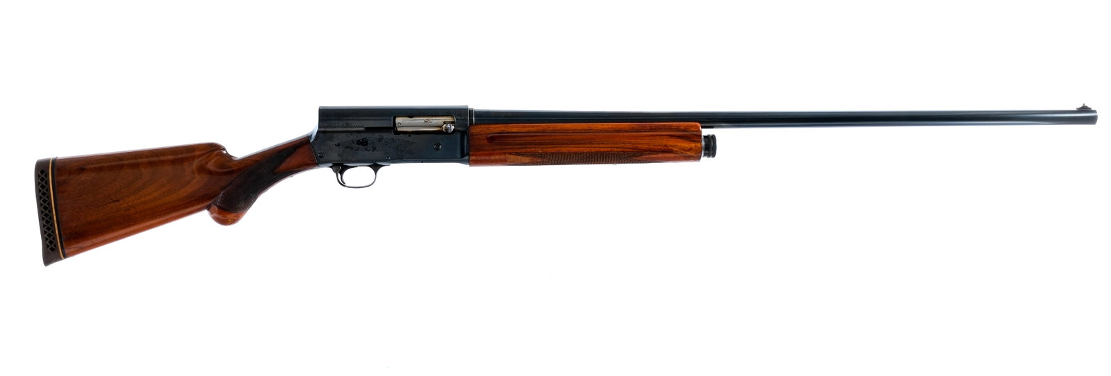 Browning A5 Magnum 12Ga Semi Auto Shotgun: Description Browning Auto-5 Magnum in 12 gauge 3" with a four round capacity and a 31.5" barrel. Made in Belgium. Rubber butt pad. Checkered round pistol grip wood stock and front forend. Blued engrav