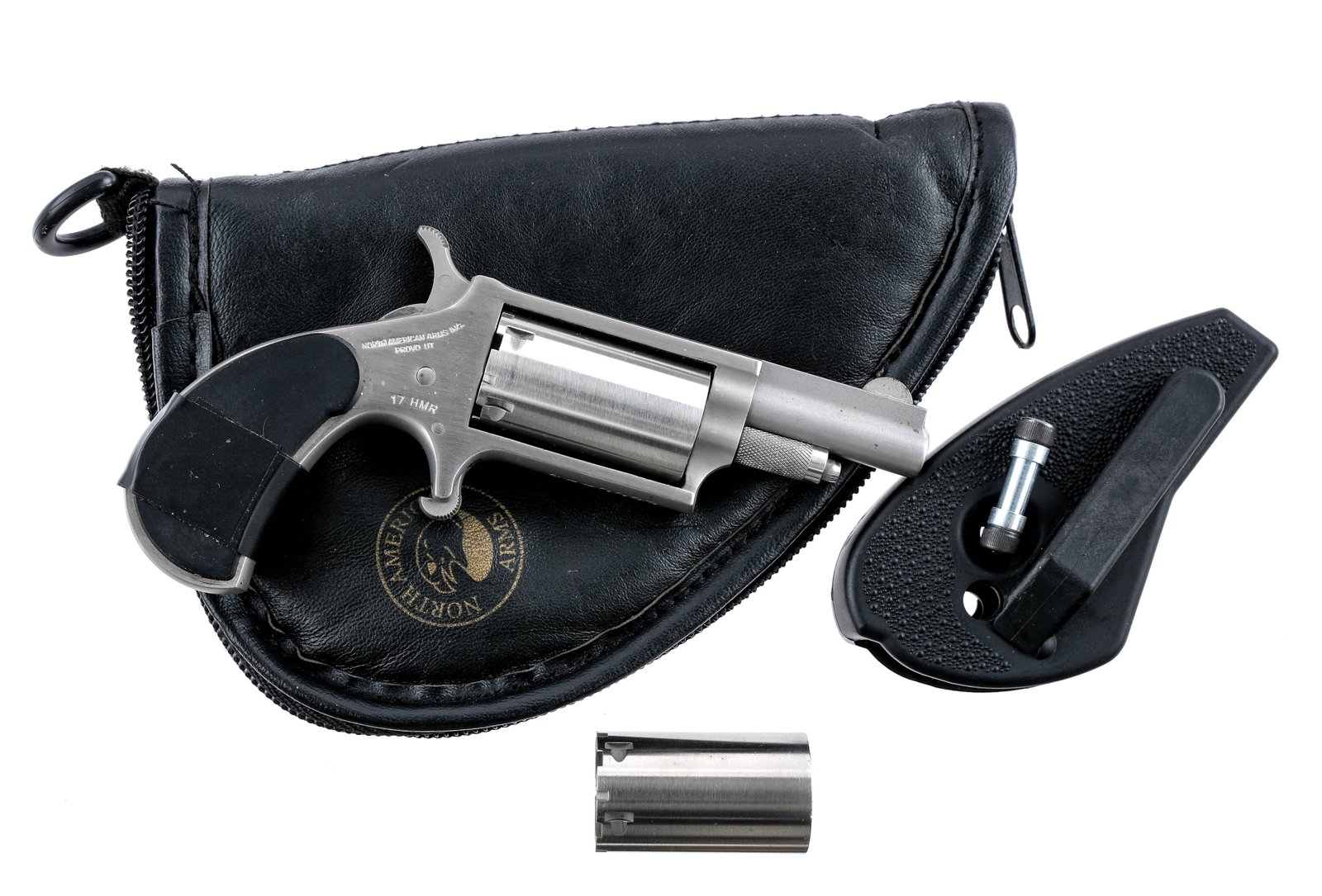 NAA .17 HMR Single Action Mini Revolver: Description North American Arms Mini Revolver chambered in .17 HMR with a five-shot cylinder and a 1.125" barrel. Stainless steel barrel, frame, single action trigger, and hammer. Polished stainless u