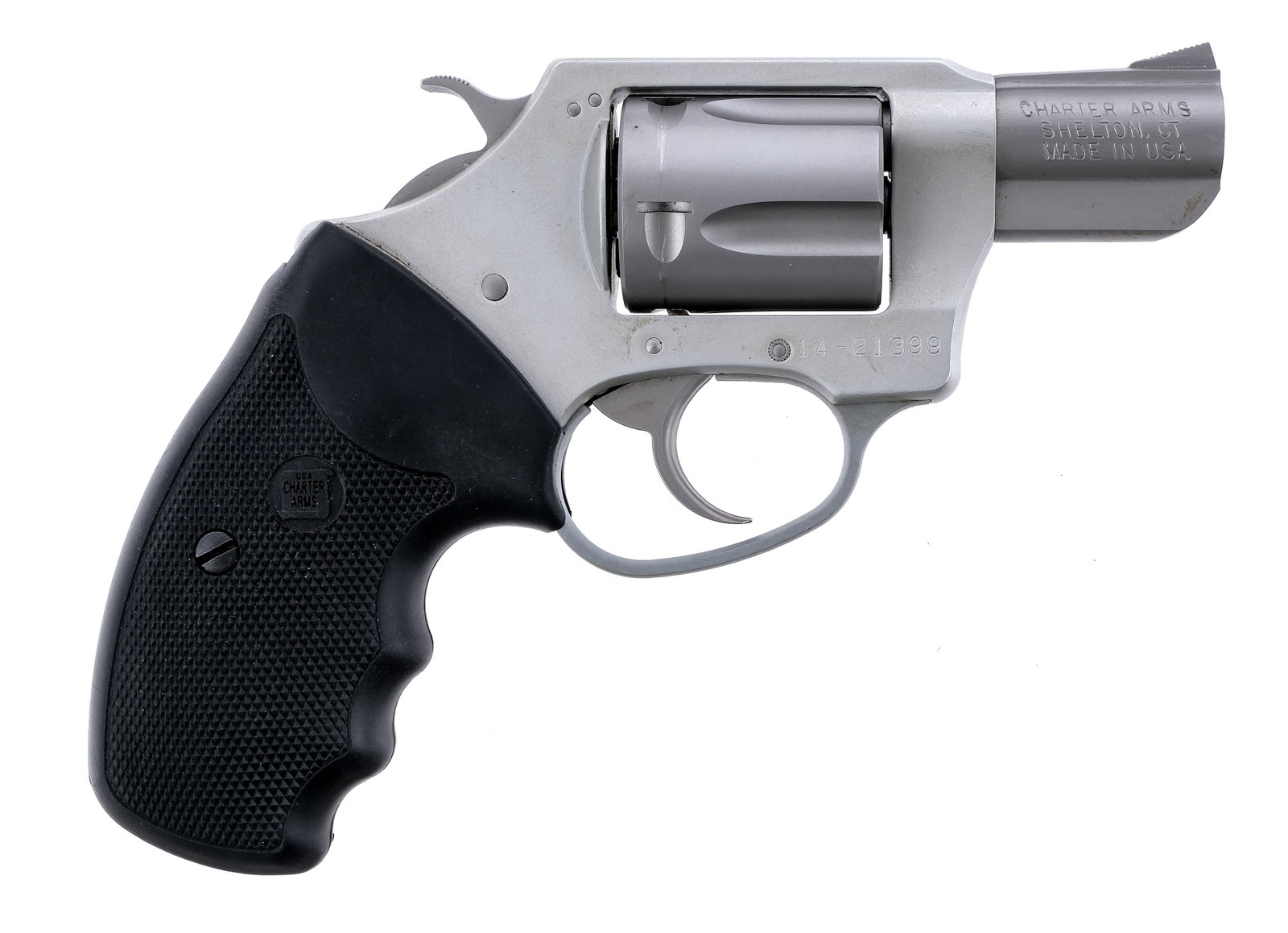 Charter Arms U.C. Lite .38 Spl Revolver: Description Charter Arms Undercover Lite chambered in .38 Special with a five-shot cylinder and a 2" barrel. Matte stainless barrel, fluted cylinder, checkered cylinder release, double action trigger,