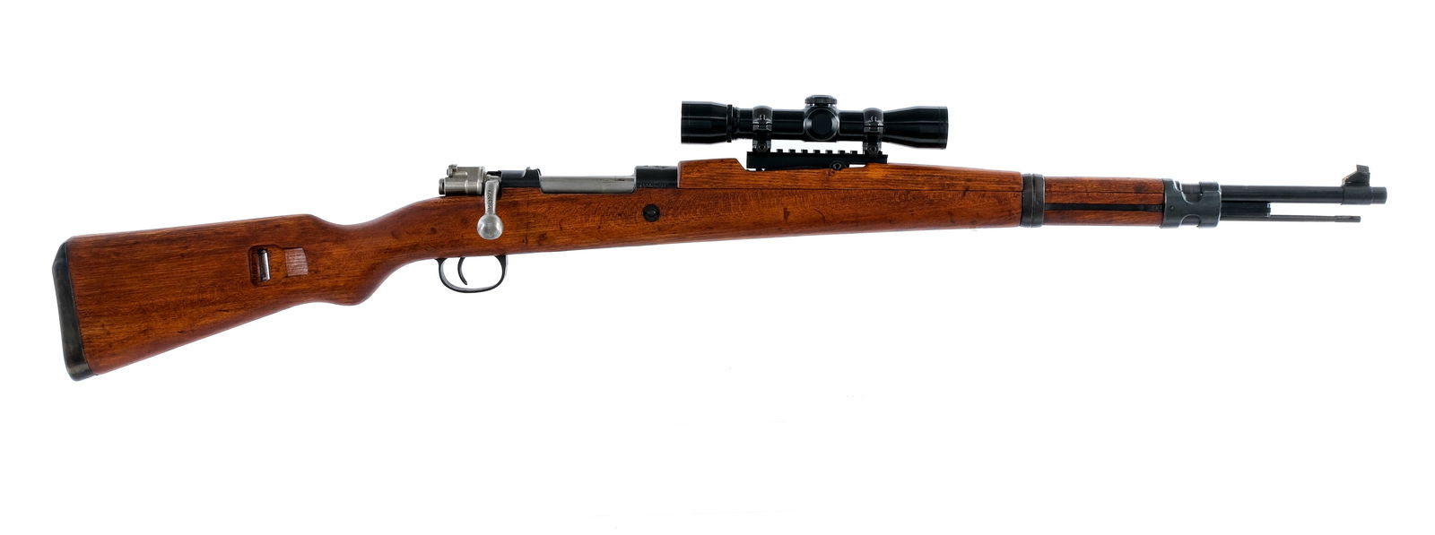 Zastava M98 8mm Bolt Action Rifle: Description Zastava M48 in 7.92x57mm (8mm) with a five round capacity and a 23.5" barrel. Blued metal butt plate. Made in Yugoslavia and import marked on the top front of barrel by Interordnance Monro