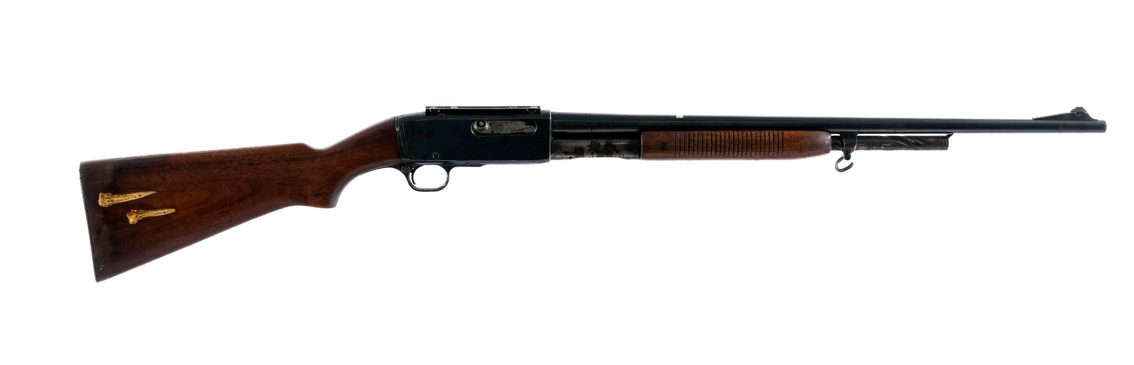 Remington 141Gamemaster .35 Rem Pump Rifle: Description Remington Model 141 Gamemaster in .35 Remington with a five round capacity and a 24" barrel. Checkered metal butt plate. Smooth wood stock and serrated front forend. Blued trigger guard, t