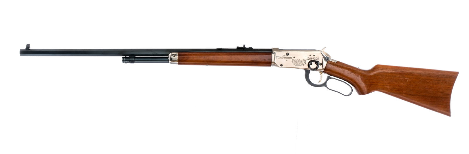 Winchester 94 Teddy Roosevelt .30-30 Win Rifle: Description Winchester 94 Theodore Roosevelt Commemorative chambered in .30-30 Winchester with a six round tube magazine and a 26" octagonal barrel. Manufactured in 1969 with serial number TR11599. Th