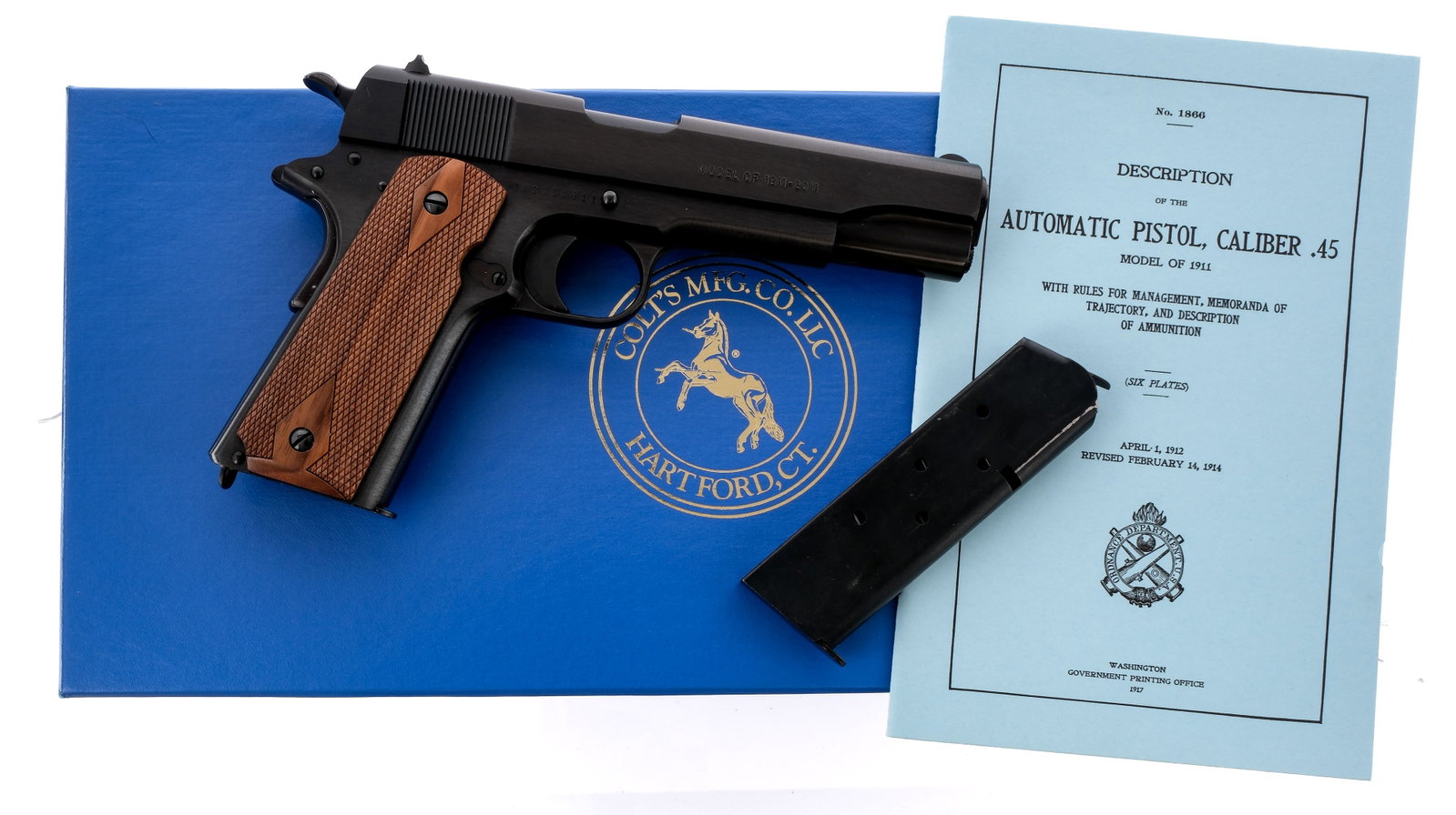 Colt Gov't 100 Yr Anniv Tier III .45 ACP 1911: Description Colt Government Model 100 Year Anniversary Tier III chambered in .45 ACP with two, seven round removable magazines and a 5" barrel. Manufactured in 2013 with serial number 39751911. Black 