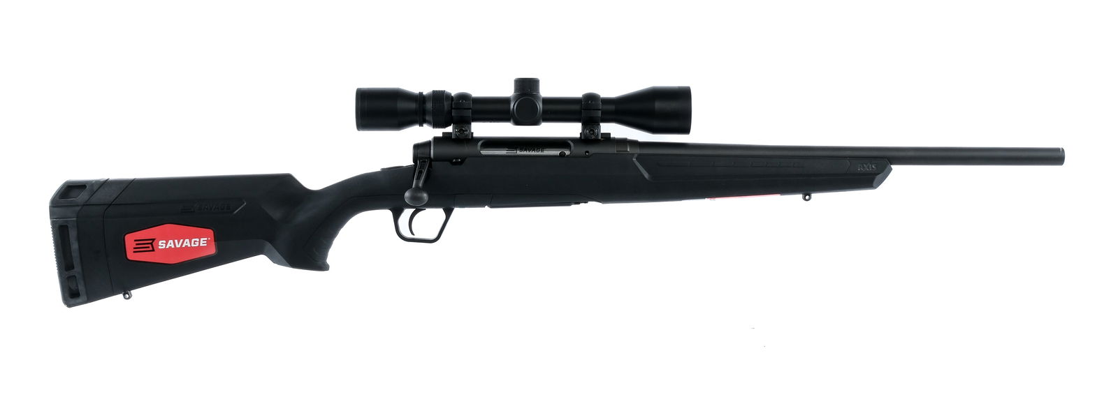 Savage Axis .350 Legend Bolt Action Rifle: Description Savage Axis chambered in .350 Legend with one, four round removable magazine and a 18" barrel. Matte black finished barrel, receiver, bolt handle, and trigger. The receiver is drilled and