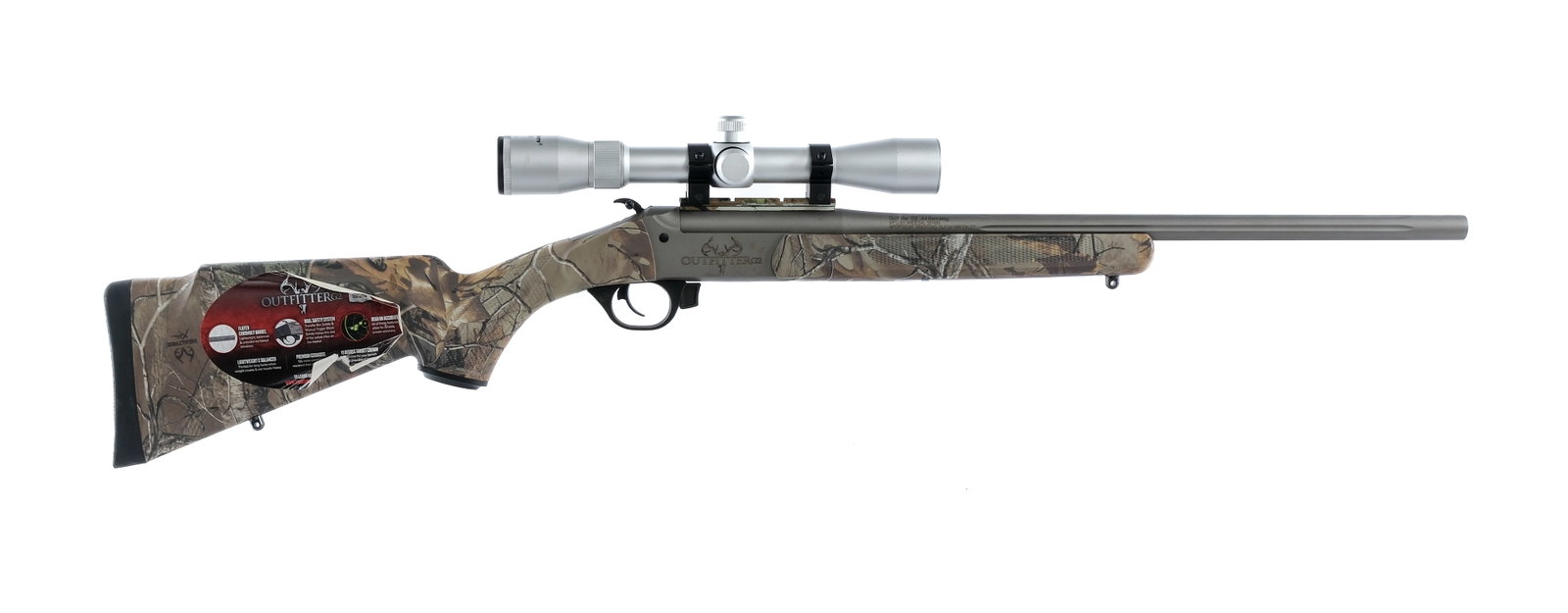 Traditions Outfitter G2 .44 Rem Mag Rifle: Description Traditions Outfitter G2 in .44 Remington Magnum with a single round capacity and a 22" barrel. Made in Spain by Ardesa for Traditions. Rubber butt pad. Checkered composite stock and front 