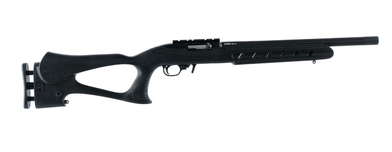 Ruger 10/22 Custom .22 LR Semi Auto Rifle: Description Ruger 10/22 Carbine Custom in .22 Long Rifle missing its removable magazine with a 16.25" Fluted aftermarket KIDD Ultra Lightweight barrel. Composite aftermarket Archangel pistol grip stoc