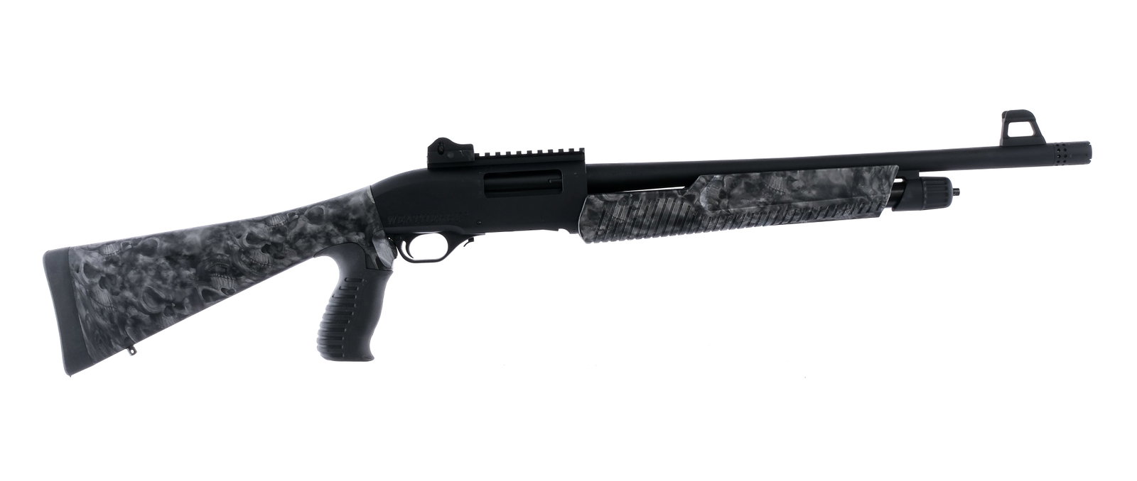 Weatherby PA-459 12Ga Pump Action Shotgun: Description Weatherby Model PA-459 in 12 gauge 2 3/4"-3" with a six round capacity and a 20" IMP CYL ported removable choke barrel. Rubber butt pad. Smooth stock and serrated front forend. Rubber serr