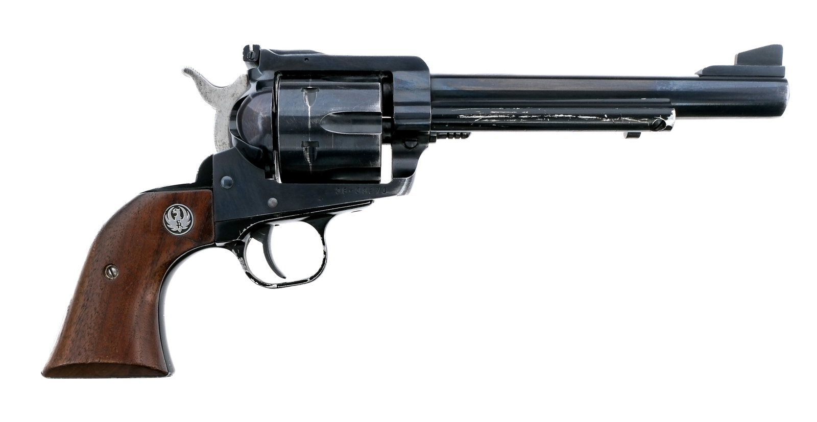 Ruger New Model Blackhawk .357 Mag Revolver: Description Ruger New Model Blackhawk chambered in .357 Magnum with a six-shot cylinder and a 6.5" barrel. Manufactured in 1983 with serial number 36-38270. Blued barrel, frame, fluted cylinder, and l