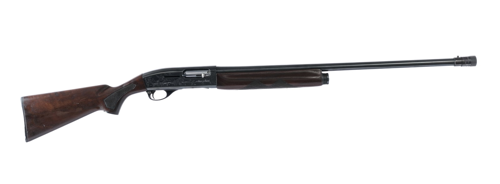 Remington Sportsman 58 12Ga Semi Shotgun: Description Remington Sportsman Model 58 semi auto shotgun chambered in 12Ga 2?" with a 27" barrel and a three round capacity tube magazine. Features checkered hardwood stock, foregrip, wooden Remingt