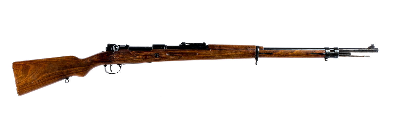 Amberg Gew 98 1917 7.92x57mm Bolt Rifle: Description Amberg Arsenal Gewehr 98 in 7.92x57mm (8mm Mauser) with a five round capacity and a 29" barrel. Blued metal butt plate. Smooth wood stock and front forend. Blued trigger guard, trigger, bo