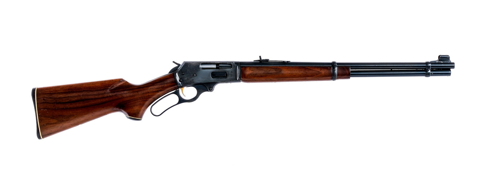 Marlin 336 .35 Rem Lever Action Rifle: Description Marlin Model 336 in .35 Remington with a six round capacity and a 20" barrel. Made in North Haven Connecticut. Checkered black composite butt plate. Smooth wood stock and front forend. Blu