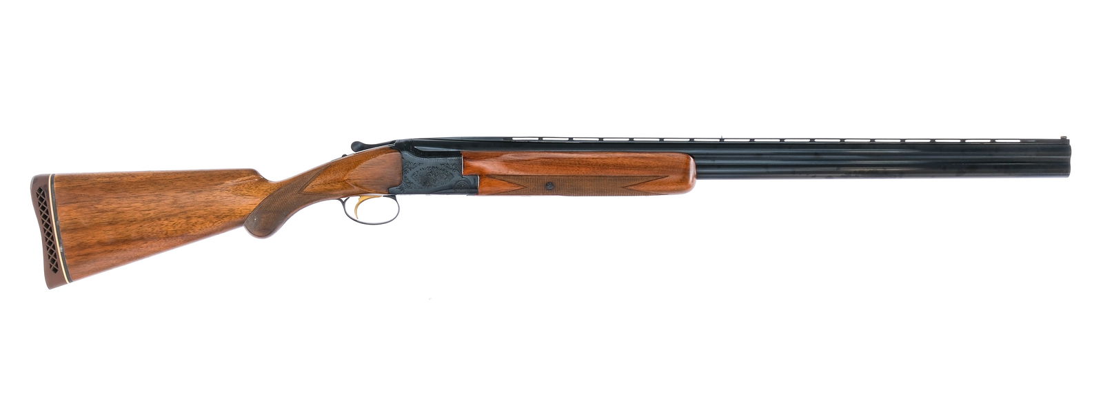 1956 Browning Superposed 12 GA O/U Shotgun: Description Belgian Browning Superposed chambered in 12 gauge for 2 3/4" shells with a two shot capacity and 30" vented rib over/under barrels. The top bore has a fixed FULL choke and a the bottom has