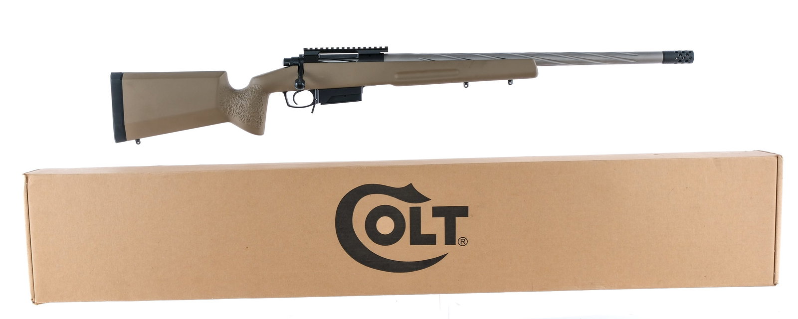 Colt/Cooper Firearms M2012 .308 Win Bolt Rifle: Description Colt M2012 chambered in .308 Winchester with one, five round removable magazine and a 22" spiral fluted heavy stainless steel barrel with custom muzzle break. Manufactured by Cooper Firear