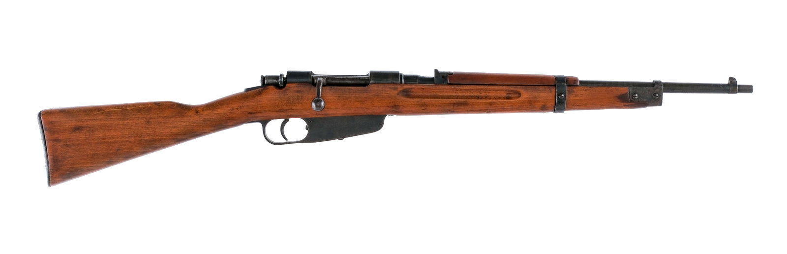 RE Terni M91/38 Carcano 6.5x54mm Bolt Rifle: Description R.E. Terni Model 91/38 Carcano Fucile Corto (Short Rifle) in 6.5x54mm Mannlicher-Schonauer with a six round capacity and a 21" barrel. No import mark on this rifle. Made in Italy in 1940. 