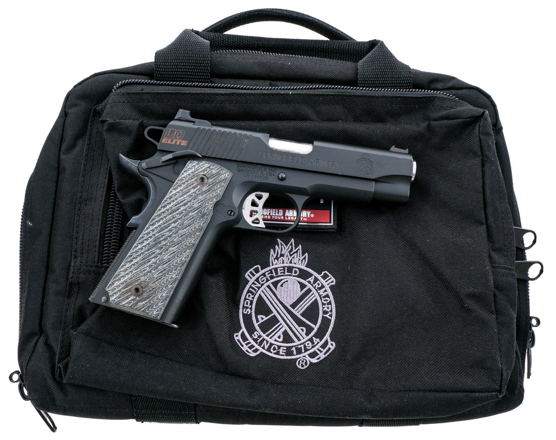 Springfield Armory 1911 RO Champion .45 ACP Pistol: Description Springfield Armory 1911 RO (Range Officer) Champion in .45 ACP with one, seven round removable magazine and a 4" Heavy Bull Match Grade barrel. Textured composite grip plates. Blued frame 