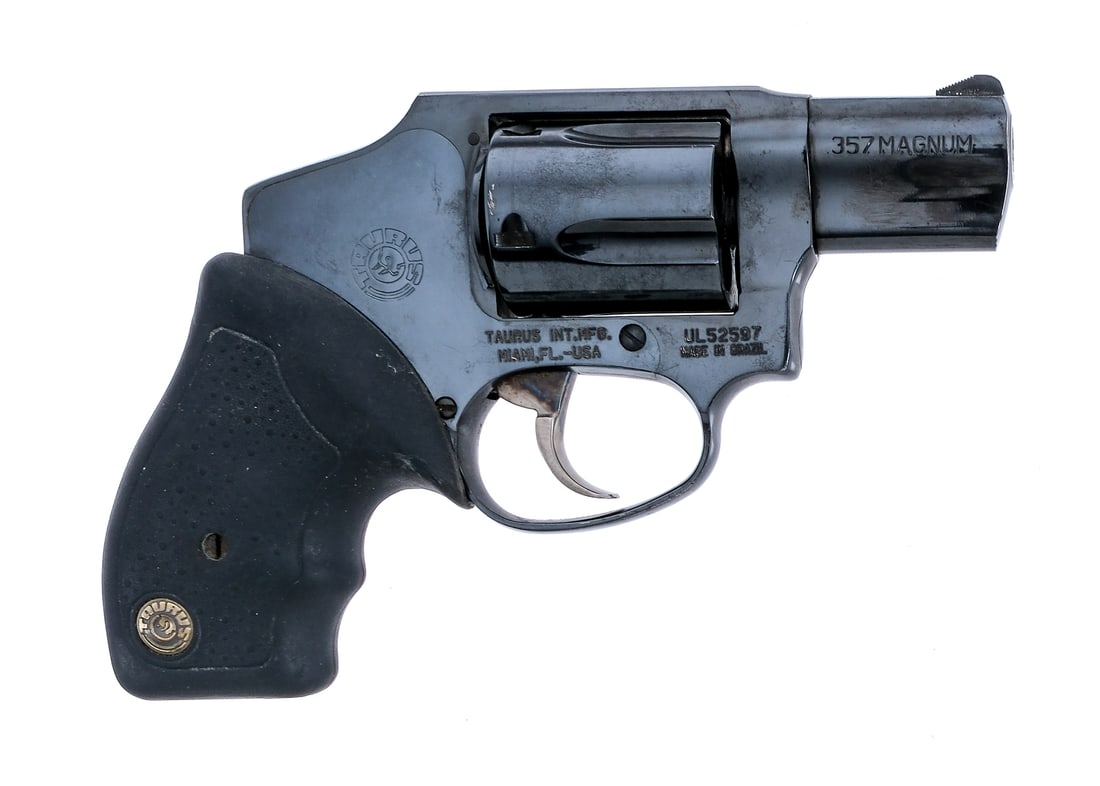 Taurus 650 .357 Mag Revolver: Description Taurus Int Mfg Model 650 in .357 Magnum with a five round capacity and a 2" barrel. Dimpled rubber grip plates. Case colored trigger. Blued frame, cylinder and barrel. Left side of receive
