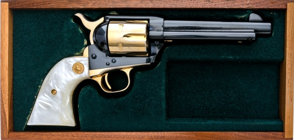 Colt SAA Arizona Territorial .45 Colt Revolver: Description Colt Single Action Army Arizona Territorial Centennial Commemorative chambered in .45 Colt with a six-shot cylinder and a 5.5" barrel. Manufactured in 1963 with serial number 1138AC. Blued