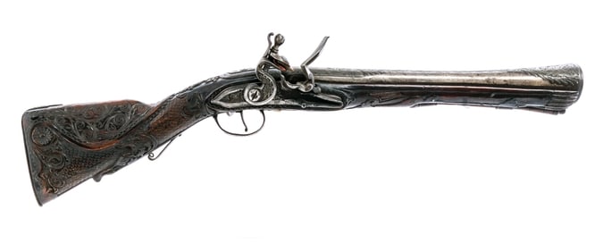 Turkish Ottoman Flintlock Knee Blunderbuss Pistol