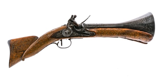 Turkish Ottoman Flintlock Knee Blunderbuss Pistol