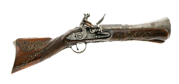 Turkish Ottoman Flintlock Knee Blunderbuss Pistol