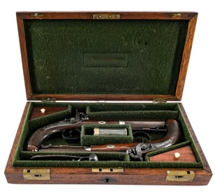 Cased Joshua Child .50 Percussion 2pcs Set Pistol