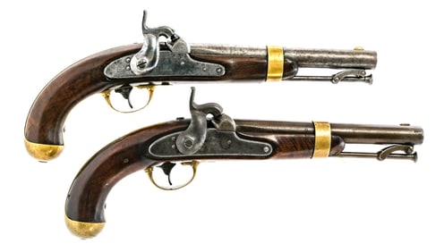 U.S. H. Aston 1842 .54 2Pcs Lot Percussion Pistol
