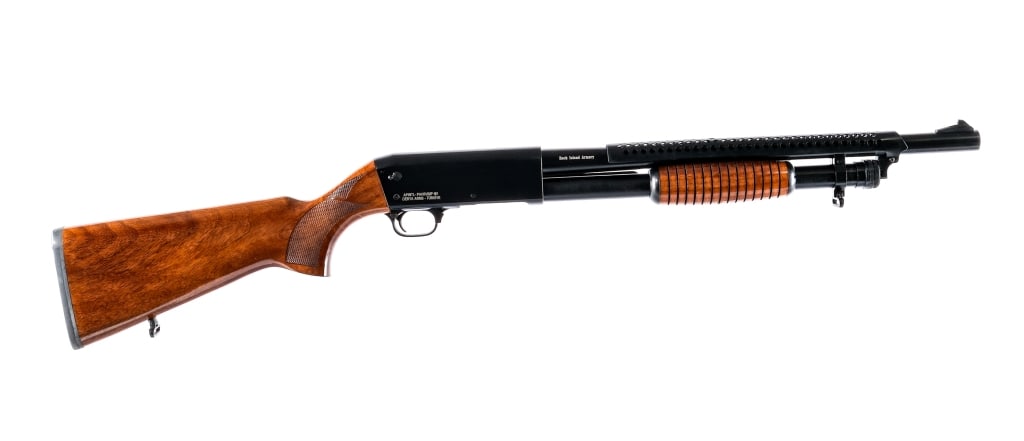 Rock Island Armory Carina 12ga Pump Shotgun: Description Rock Island Armory Carina in 12 gauge 2 3/4" with a five round capacity and a 18" barrel. Bore has a CYL fixed choke. Made by Derya Arms in Turkey. Rubber butt pad. Checkered pistol grip s