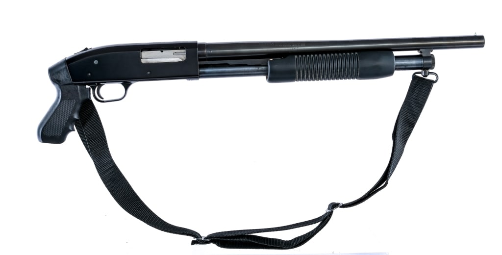 Mossberg 500 ATP 12Ga Pistol grip Other: Description Mossberg 500 ATP 12 gauge for 2 3/4" and 3" shells with a tubular magazine and a 18.5" barrel with a fixed cylinder choke. Blued barrel, magazine tube, and trigger. Black finished alloy re