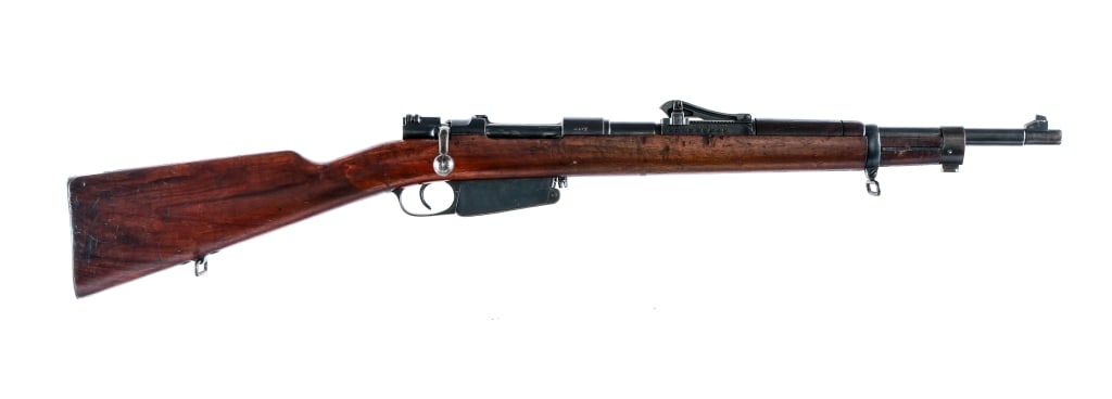 DWM Argentina Mauser 1891 Carbine 7.65x53mm Rifle: Description DWM ( Deutsche Waffen Und Munitionsfabriken ) Argentina Contract Mauser Model 1891 Calvary Carbine in 7.65x53mm with a five round internal magazine capacity and a 18" barrel. Finish worn m