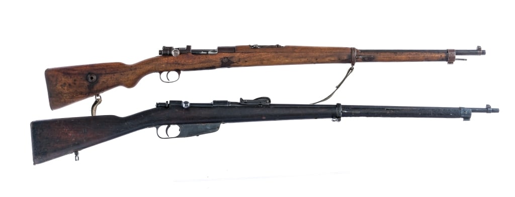 Carcano / Mauser 6.5/8mm 2Pcs Lot Bolt Rifle: Description Long Gun lot with two bolt action rifles. Italian Terni Carcano Model 1891 in 6.5x52mm with a six round capacity and a 30.5" barrel. Smooth wood stock. Blued trigger, receiver and barrel.