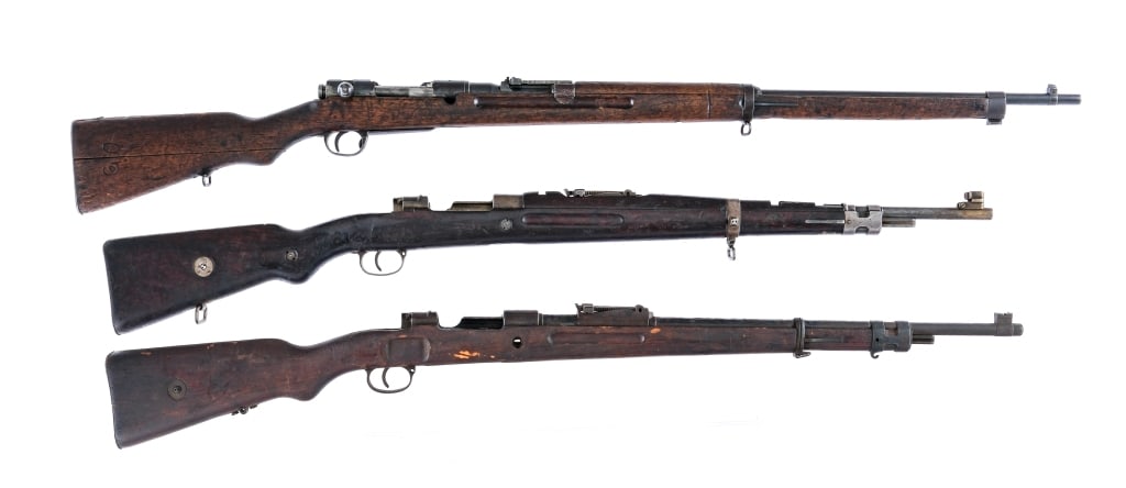 Three Bolt Action Rifles Gunsmith Special Lot: Description This lot is for three bolt action rifles of various make and caliber. First is a Koishikawa Arsenal Type 38 Arisaka chambered in 6.5x50mm Arisaka with a 31.5" barrel. Missing the bolt safe