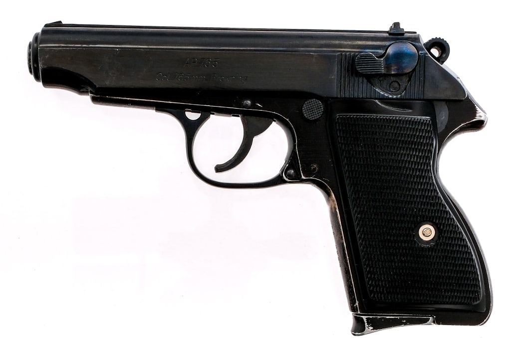 FEG AP .32 ACP Semi Auto Pistol: Description FEG model AP 7,65 semi auto pistol chambered in .32 ACP (7.65mm) with one eight round removable magazine and a 3.75" barrel. Features titanium alloy frame with black checkered grips, serra