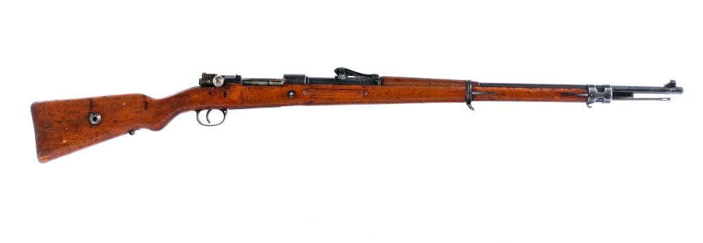 Mauser Gew 98 Turkish 8mm Bolt Action Rifle: Description Mauser Gew 98 in 8mm with a five round capacity and a 29.5" barrel. Import marked on the side of barrel shank by Navy Arms Ridgefield NJ. Made in Germany and sold to Turkey. Half moon proo