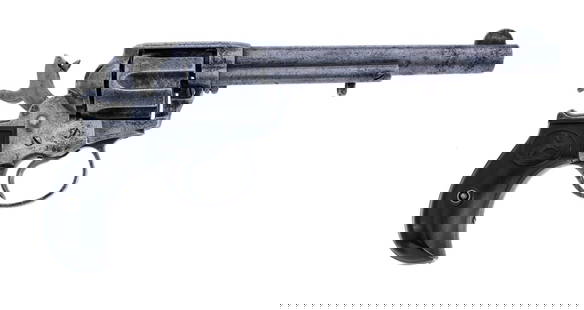 Colt 1877 Lightning .38 LC DA Revolver: Description Colt Model 1877 "Lightning" in .38 Long Colt with a six round capacity and a 6" barrel with ejector rod. Made in Hartford Connecticut in 1904. Checkered black composite grip plates. Finish