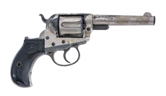 Colt 1877 Lightning .38 LC DA Revolver: Description Colt Model 1877 "Lightning" in .38 Long Colt with a six round capacity and a 4.5" barrel without ejector rod. Made in Hartford Connecticut in 1881. Double action revolver. Checkered compos