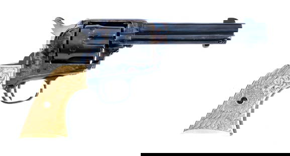 Colt Single Action Army .41 Colt Revolver: Description First generation Colt Single Action Army chambered in .41Long Colt with a 4.75" barrel and a six round capacity cylinder. Features natural carved eagle grips, case colored frame, blued bar