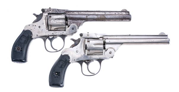 C&R Forehand Arms .32 S&W 2Pcs Lot Revolver: Description Forehand Arms Company Top Break lot with two .32 caliber revolvers. Forehand Arms Top Break in .32 Smith & Wesson with a six round capacity and a 5" barrel. Checkered black composite grip