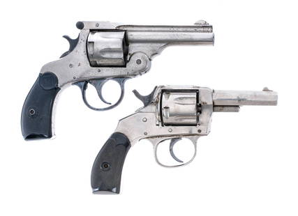 Hopkins & Allen / H&R .32 S&W 2pcs Lot Revolver: Description This lot is for two, .32 caliber double action revolvers. Hopkins & Allen Arms in .32 Smith & Wesson with a six round capacity and a 3" barrel. Checkered composite grip plates. Nickel fini