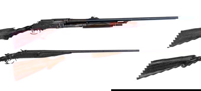 Shotguns 2Pcs 44/16Ga 2 Pcs Lot Shotgun: Description This lot is for two shotguns. Ranger/Sears & Roebuck Repeater in 16 gauge with a four round capacity and a 25.5" barrel. Checkered wood stock. Blued trigger, receiver, magazine tube and ba