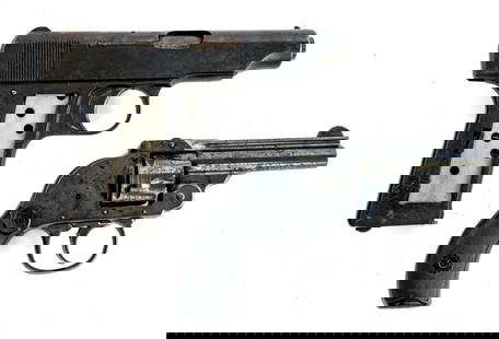 H&R Top Break & Ortgies 1920 Pistol/Revolver Lot: Description This lot is for two C&R eligible handguns. First is a Harrington & Richardson Top Break revolver chambered in .32 Smith & Wesson with a five-shot cylinder and a 3" barrel. Blued finish wit