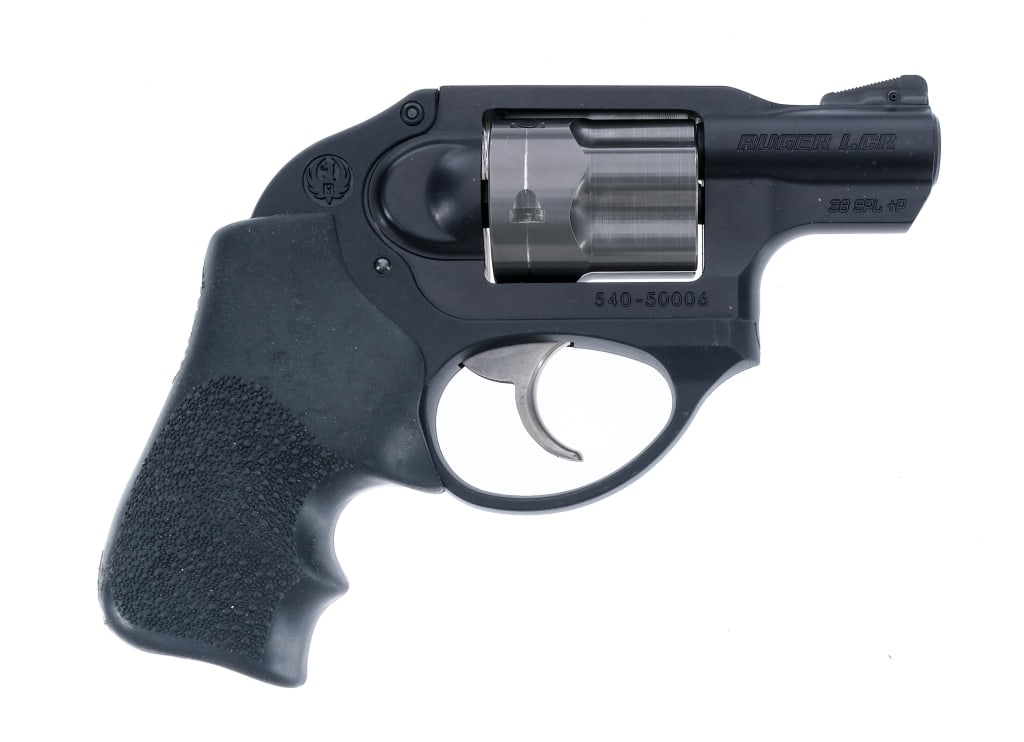 Ruger LCR .38 Special +P DA Revolver: Description Ruger LCP chambered in .38 Special +P with a five-shot cylinder and a 1.87" barrel. Manufactured in 2009 with serial number 540-50006. Black finished alloy/polymer frame with aftermarket p
