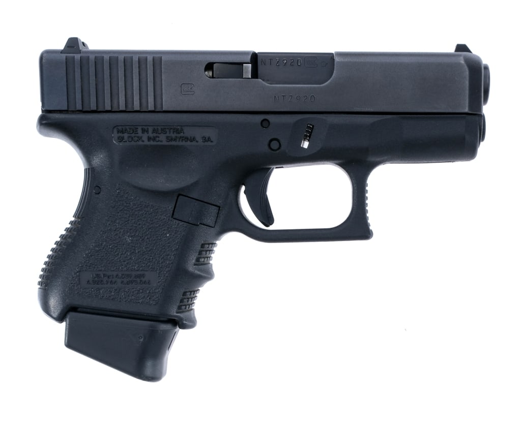 Glock 27 Gen 3 .40 S&W Semi Auto Compact Pistol: Description Third Generation Glock 27 chambered in .40 Smith & Wesson with one, nine round removable magazine and a 3.43" barrel. Textured polymer compact frame with serrated push button magazine rele