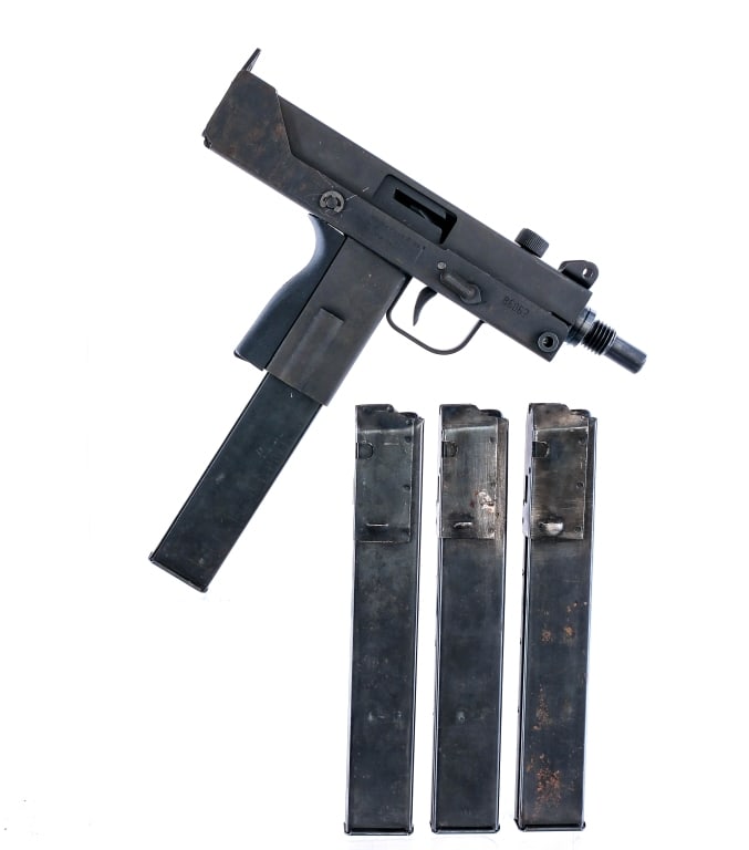 Masterpiece Arms M11-9SA 9mm Semi Auto Pistol: Description Masterpiece Arms M11-9SA chambered in 9mm with four, thirty two round magazines and a 5.5" threaded barrel. Parkerized steel pistol grip with polymer backstrap and heel magazine release. P
