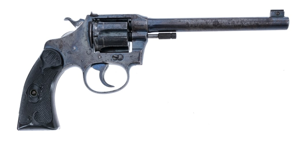 Colt Police Positive Target .22 LR Revolver: Description Colt Police Positive Target chambered in .22 Long Rifle with a six-shot cylinder and a 6" barrel. Manufactured in 1910 with serial number 4353. Blued barrel, frame, cylinder, cylinder rele