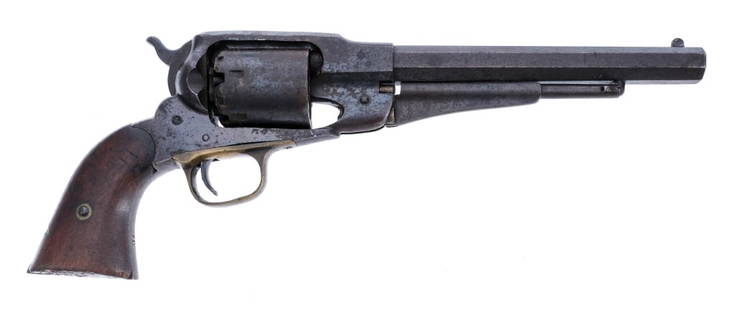 Remington 1858 NM Army .44 Buffalo Bill Revolver: Description This lot is for a Remington & Sons 1858 New Model Army revolver in .44 caliber with a six round capacity and a 8" octagon barrel. This blown up revolver was supposedly owned by Buffalo Bil