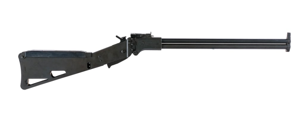 Springfield Armory M6 Survival .22 Hornet/.410: Description Springfield Armory M6 Survival Combo gun with single shot .22 Hornet over .410 Bore over under barrels. Full parkerized finish. Fixed front blade and double rear sight. Rear notch for .410