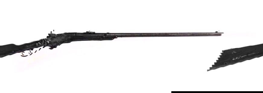 Spencer 1865 .56-56 Lever Action Rifle: Description Spencer Repeating Rifle Co Model 1865 Rifle in .56-56 Rimfire with a seven round capacity and a 30" barrel. Finish worn butt plate with magazine tube door. Smooth wood stock and cut down f